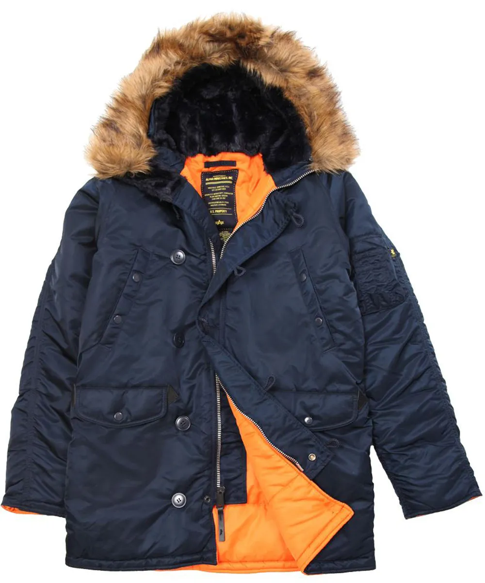 Alpha Industries Slim Fit N-3B Parka - Replica Blue