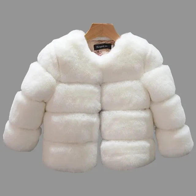 Baby Girls Faux Fur Coat Winter Children Girls Long Sleeve Christmas Jacket Warm Kids Girls Snow Coat Girls Outerwear Clothing