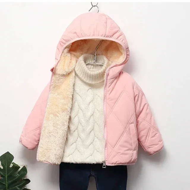 Baby Kids Coats Winter Thicken Jackets For Boys Warm Plush Outerwear Girls Fur Hooded Jackets Toddler Children Clothes