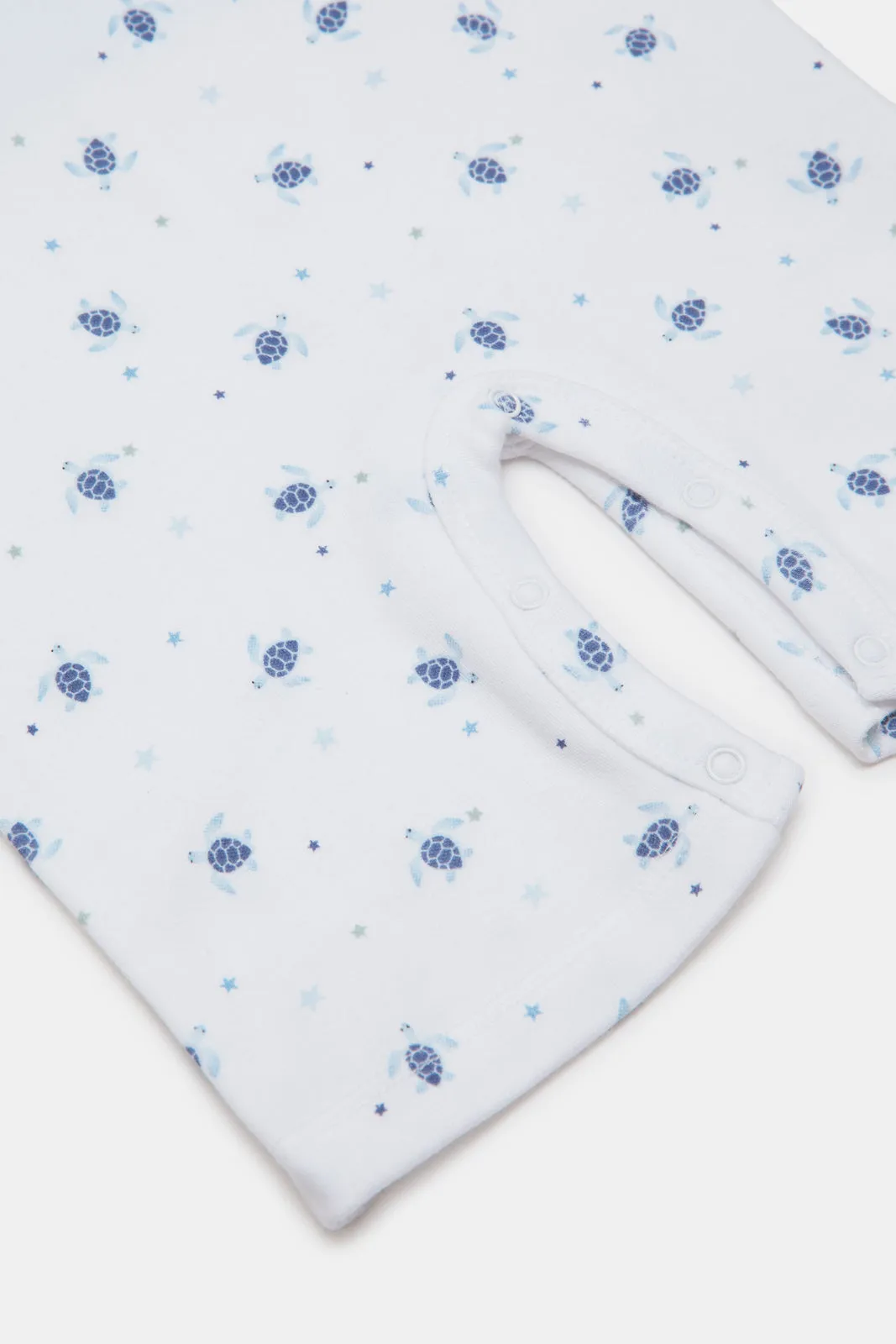 Baby White And Blue Printed T-Shirt And Dungaree Set (2 Piece)