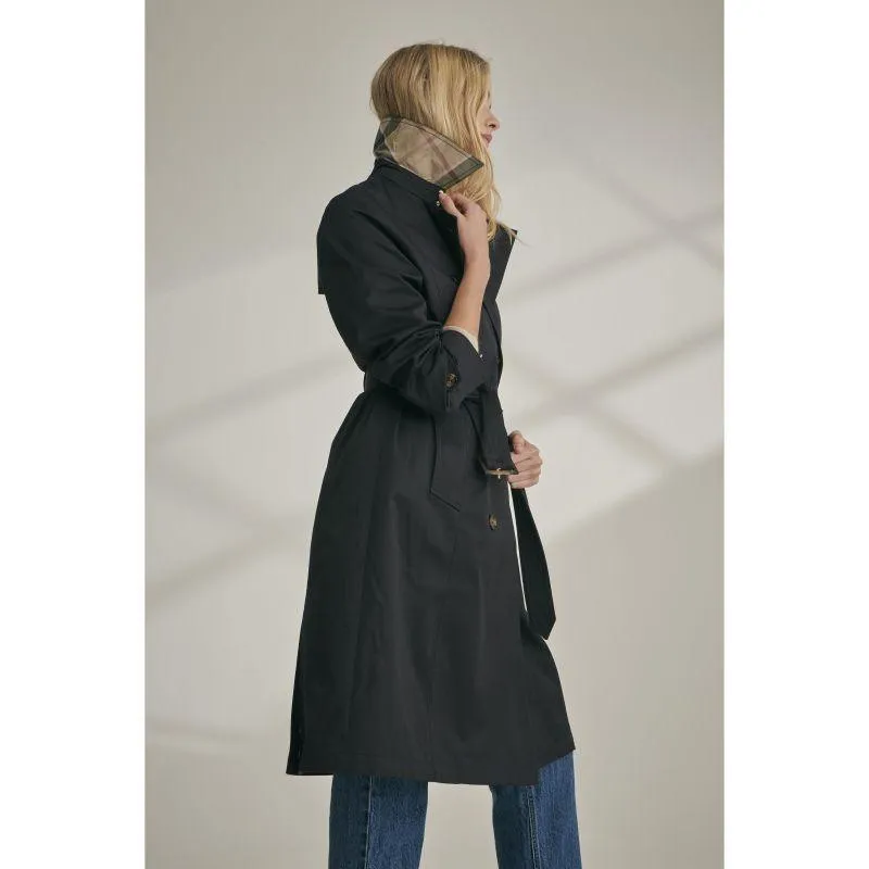 Barbour Greta Ladies Showerproof Trench - Midnight/Rosewood Tartan