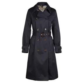 Barbour Greta Ladies Showerproof Trench - Midnight/Rosewood Tartan