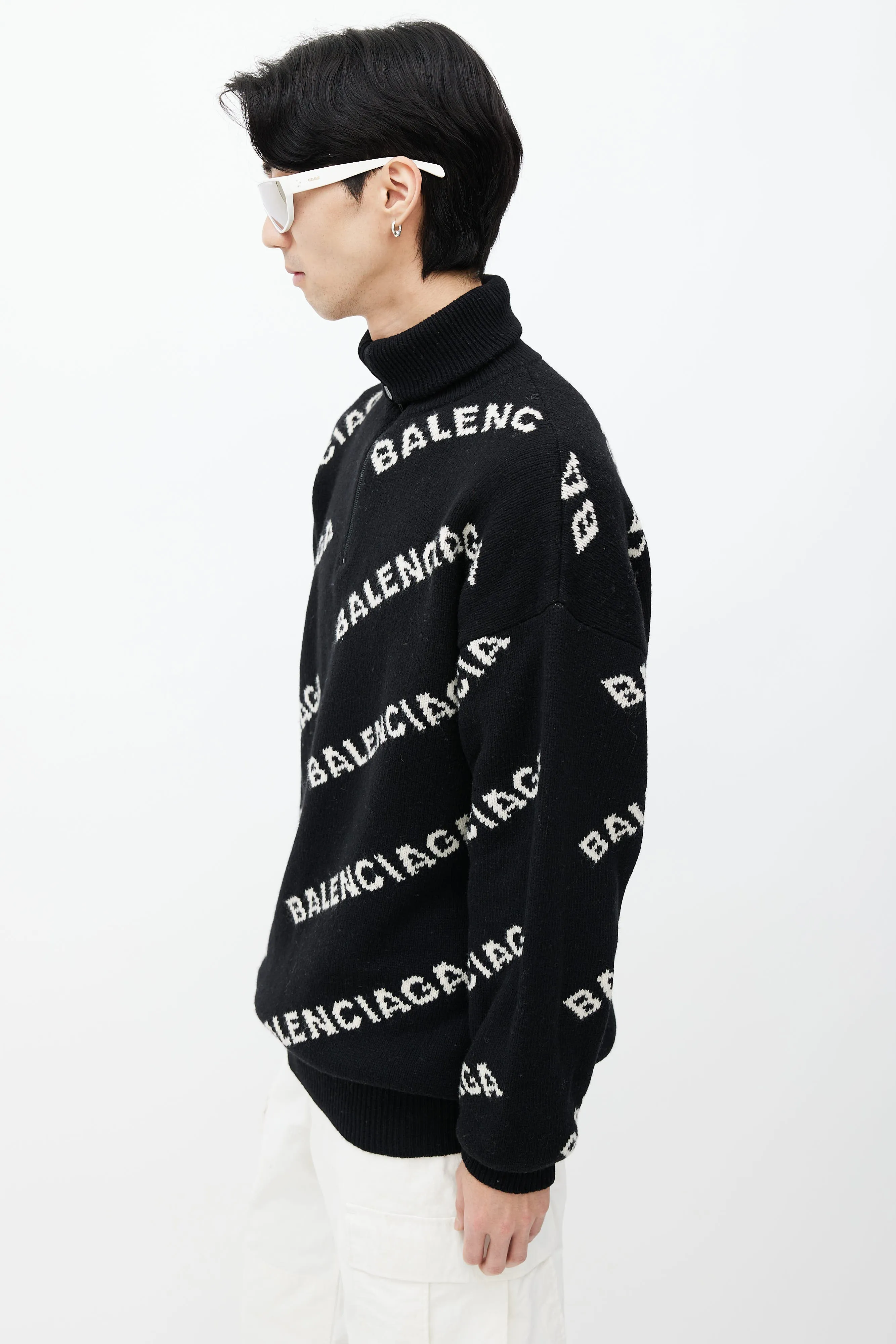 Black & White Logo Intarsia Sweater