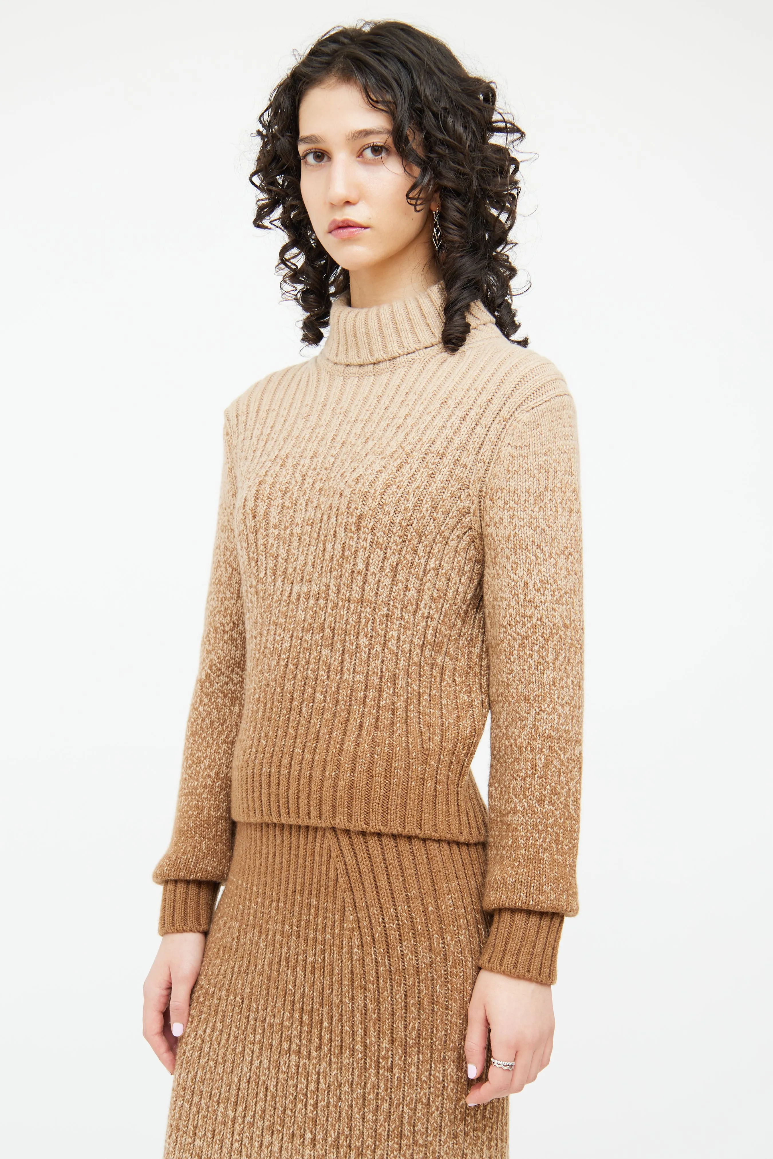 Brown Ombre Cashmere Knit Sweater