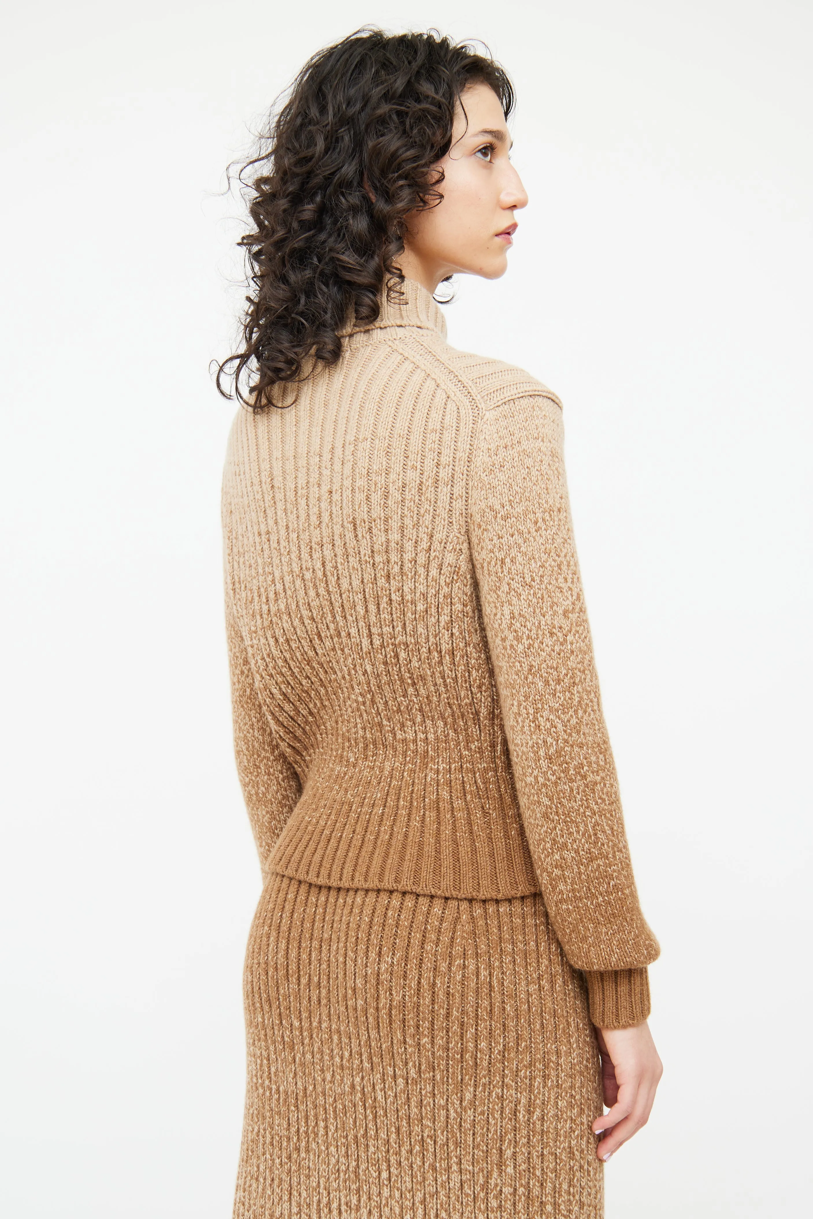 Brown Ombre Cashmere Knit Sweater