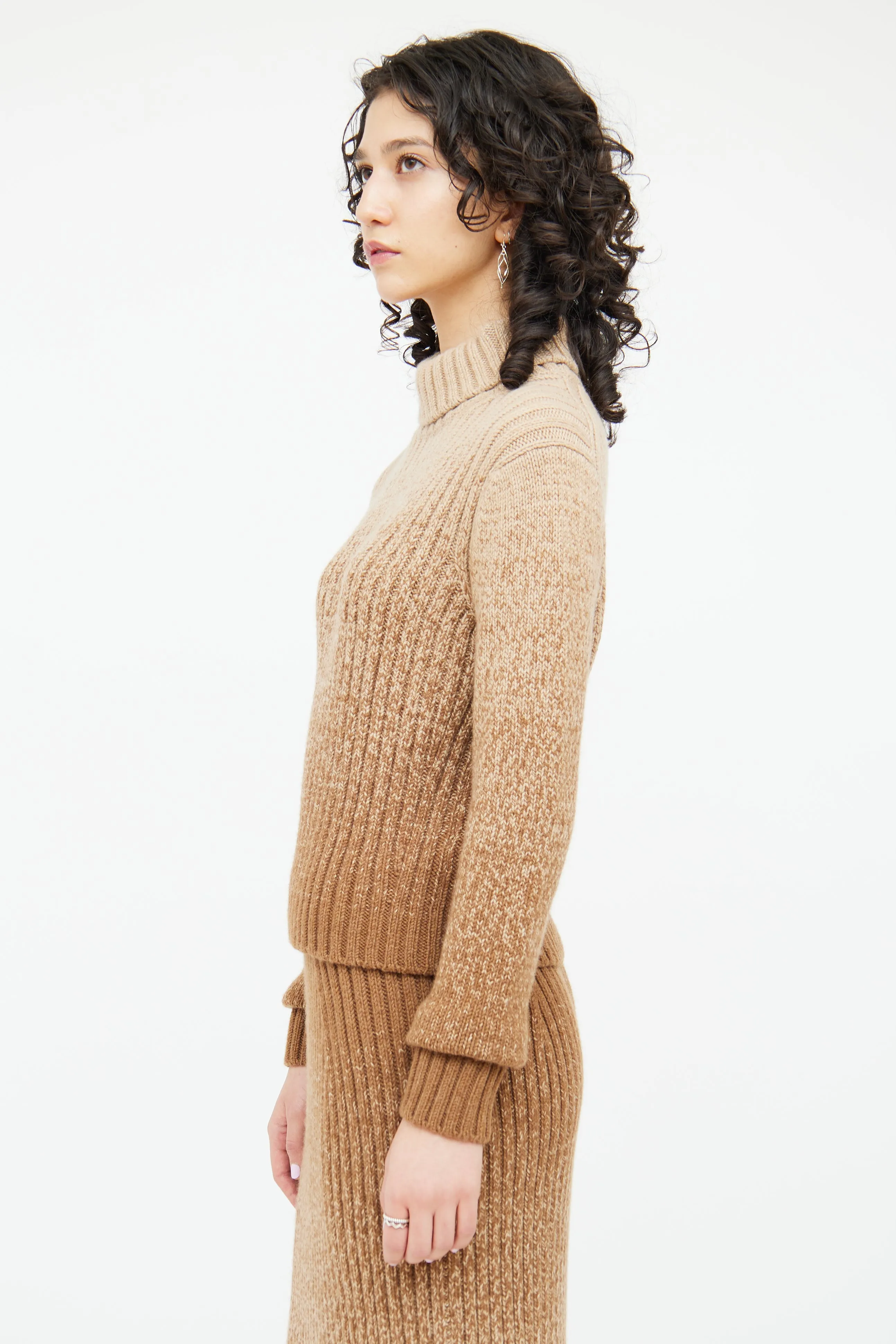 Brown Ombre Cashmere Knit Sweater