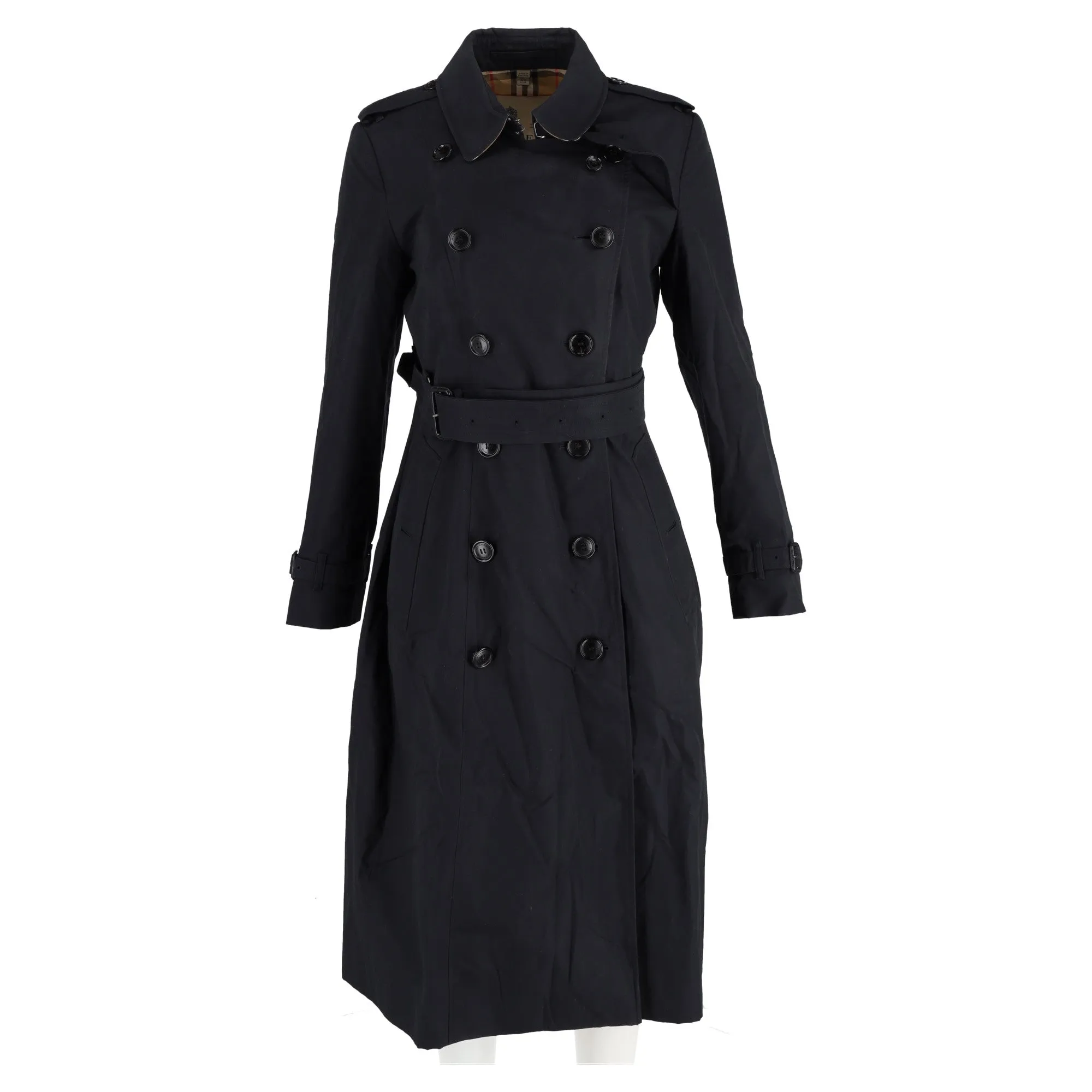 Burberry Chelsea Heritage Long Trench Coat in Navy Blue Cotton