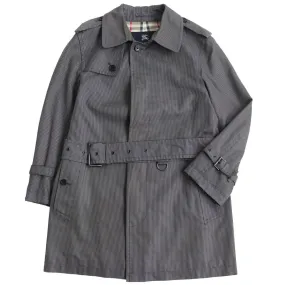 Burberry Houndstooth Belted Trench Coat Grey