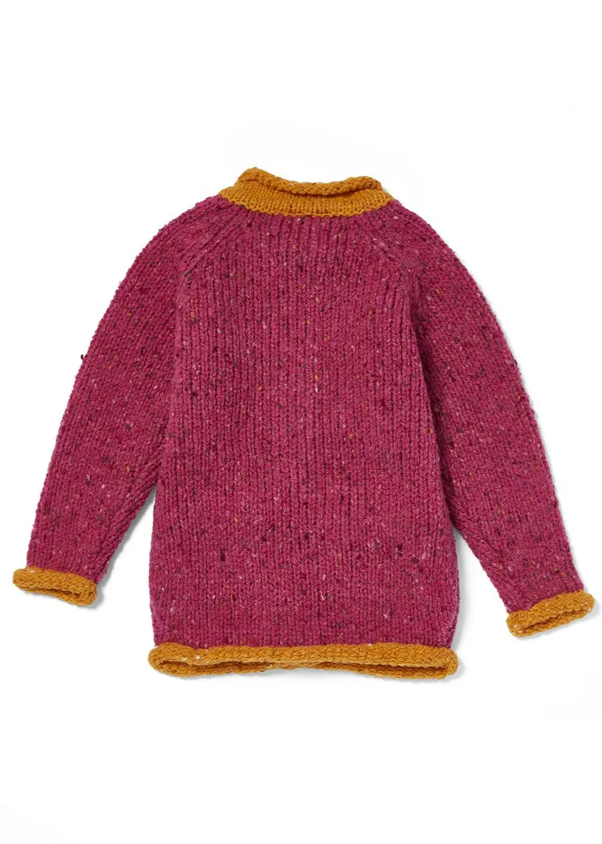 Childrens Roll Neck Cardigan | Donegal Wool