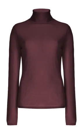 Costa Knit Turtleneck in Deep Bordeaux Cashmere Silk