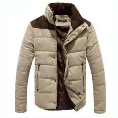 DIMUSI Men Warm Casual Parkas Cotton Stand Collar Winter Coats