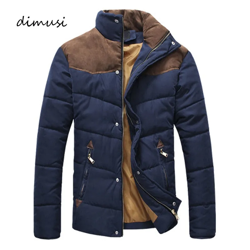 DIMUSI Men Warm Casual Parkas Cotton Stand Collar Winter Coats