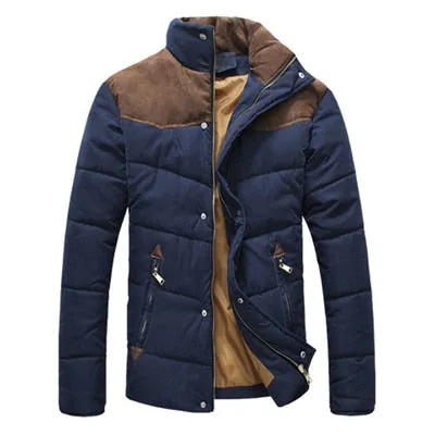 DIMUSI Men Warm Casual Parkas Cotton Stand Collar Winter Coats