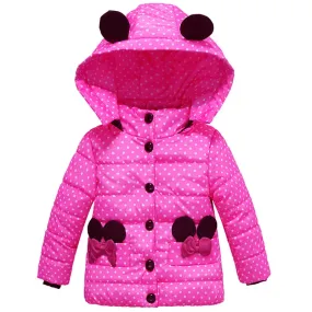 Fall Winter Jacket For Baby Girls Down Coat Children Outerwear Coats Dot Hooded Cotton Padded Kids Clothing