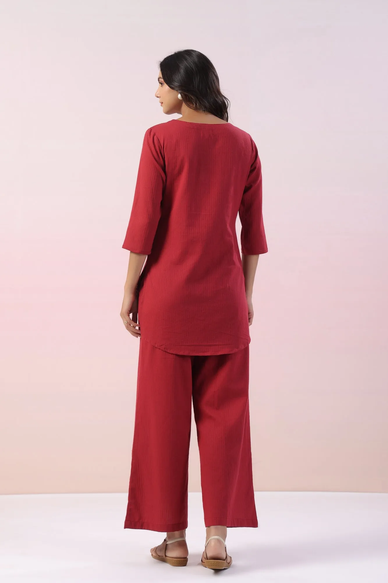 Faye Solid Cotton Palazzo Loungewear Set