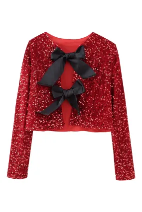 'Gina' Bow-Tie Sequinned Cardigan (3 Colors)