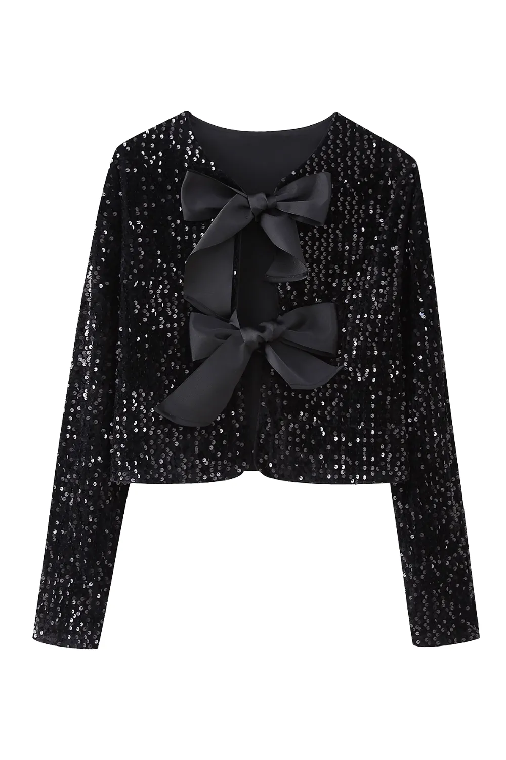 'Gina' Bow-Tie Sequinned Cardigan (3 Colors)