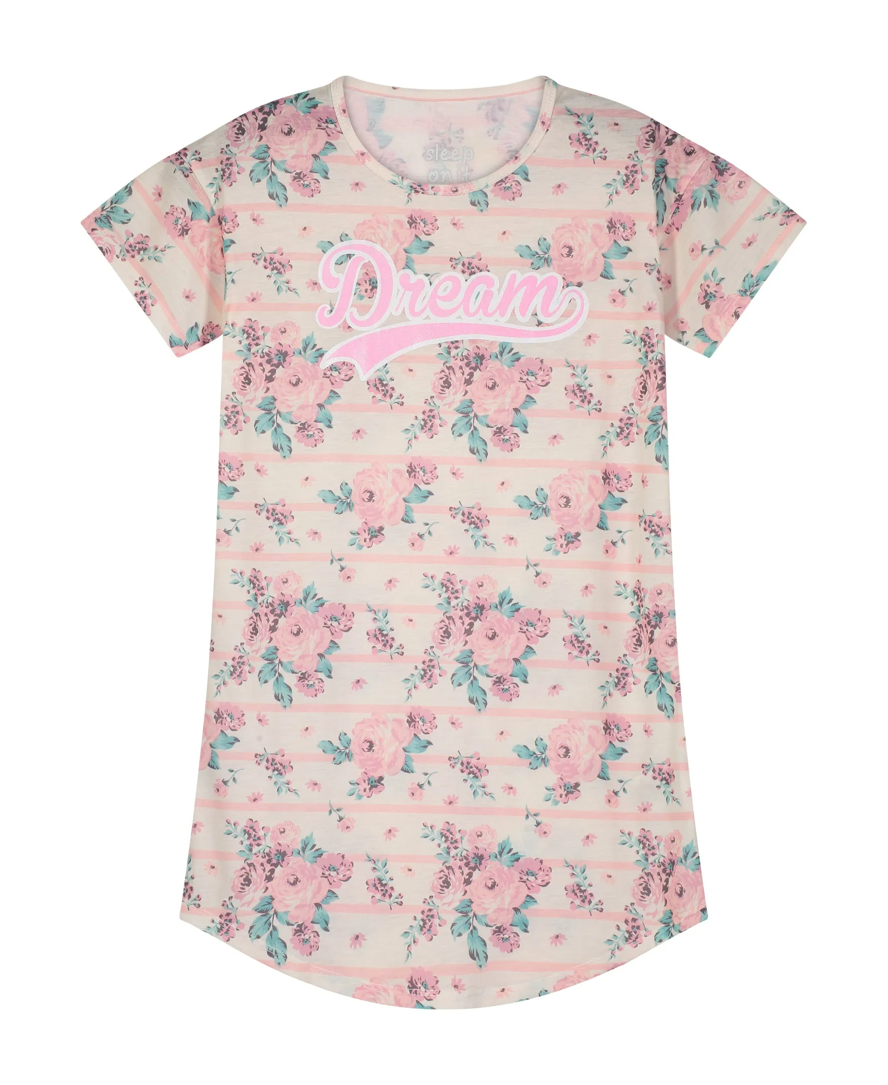 Girls Floral Dreams Pajama Sleep Shirt With Matching Sleep Mask