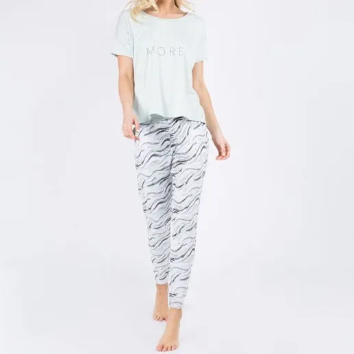 Hacci Lounge Pajama Set - Live More Worry Less