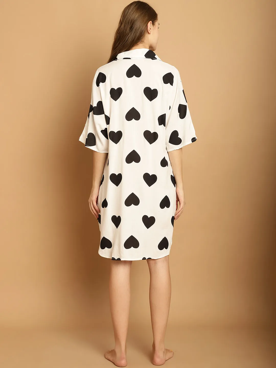 Heart shaped Retro Print Sleep Shirt