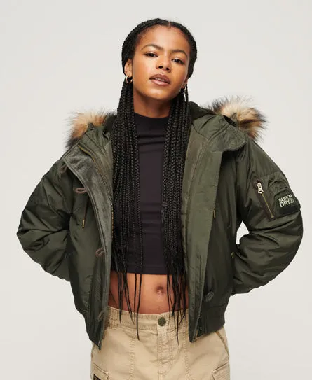 Hooded Military MA1 Bomber Jacket - Deepest Khaki