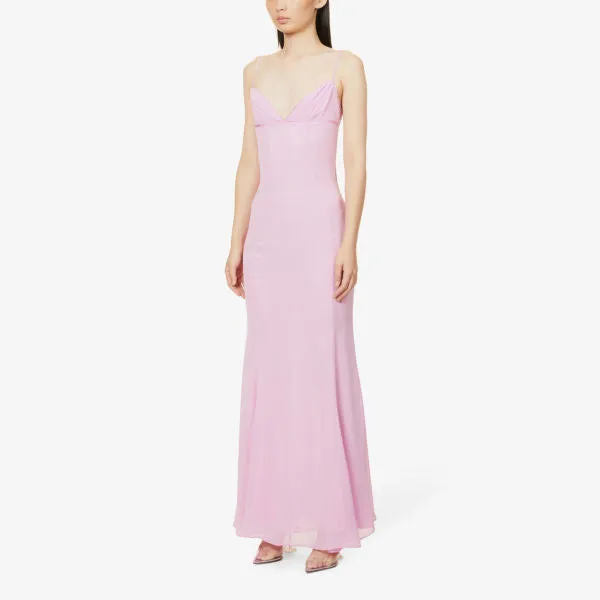 House Of Cb Loren Sweetheart Mesh Maxi Dress Pink