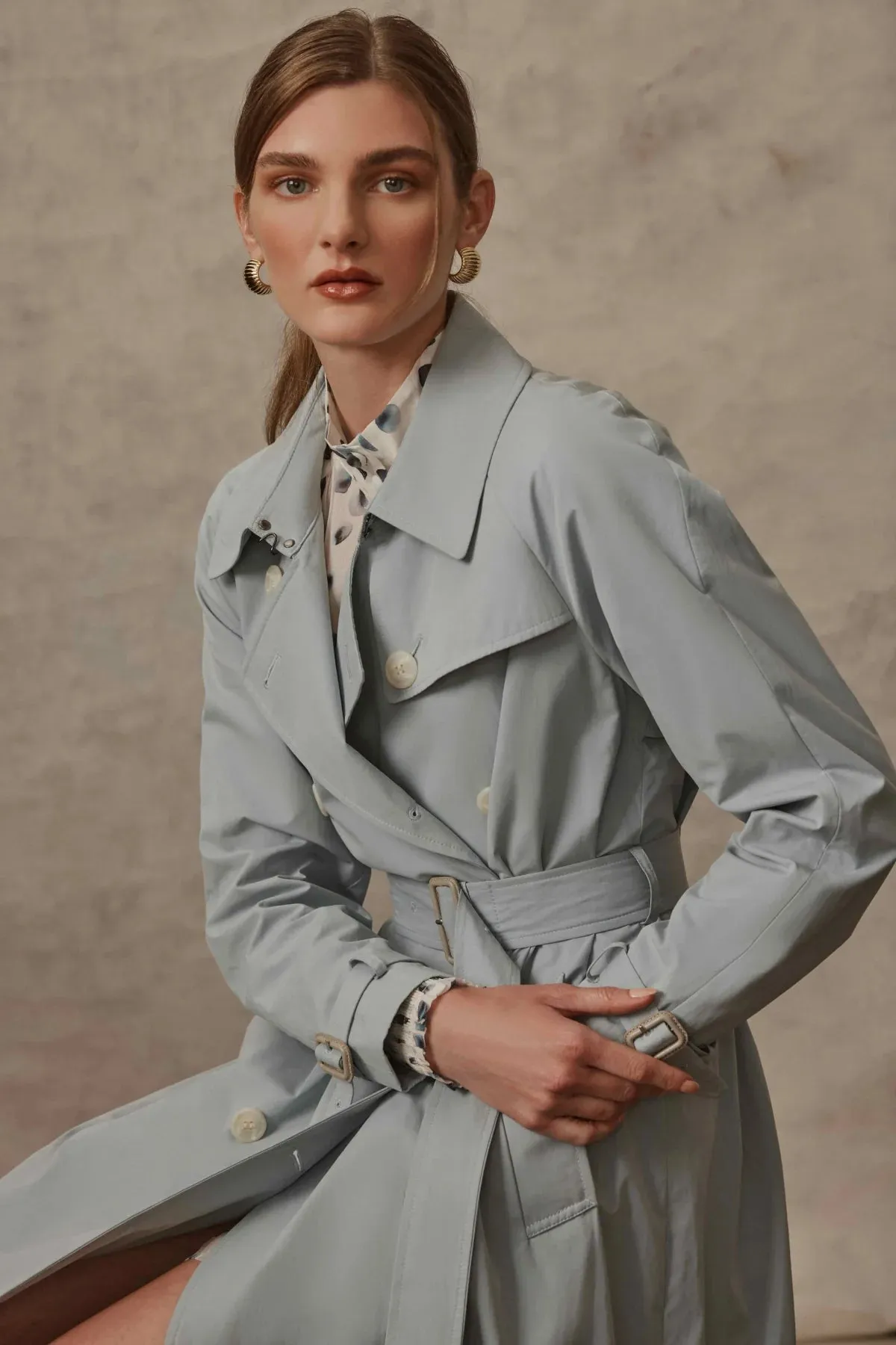 Luna Trench Coat | Ice Blue