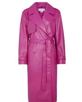 Magenta Vegan Leather Trench | Pink