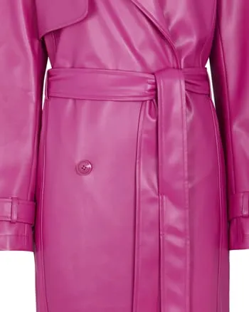 Magenta Vegan Leather Trench | Pink