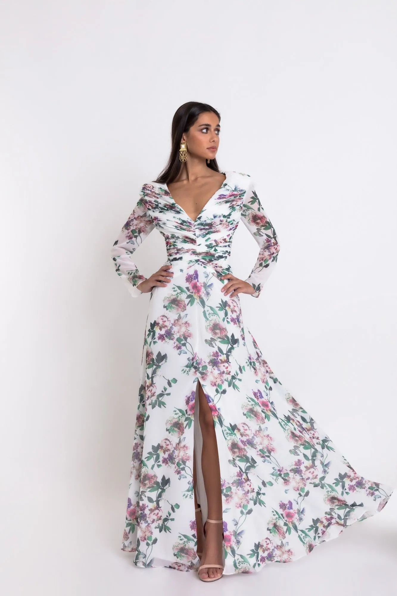 Matilde Cano Flores Plisado Dress