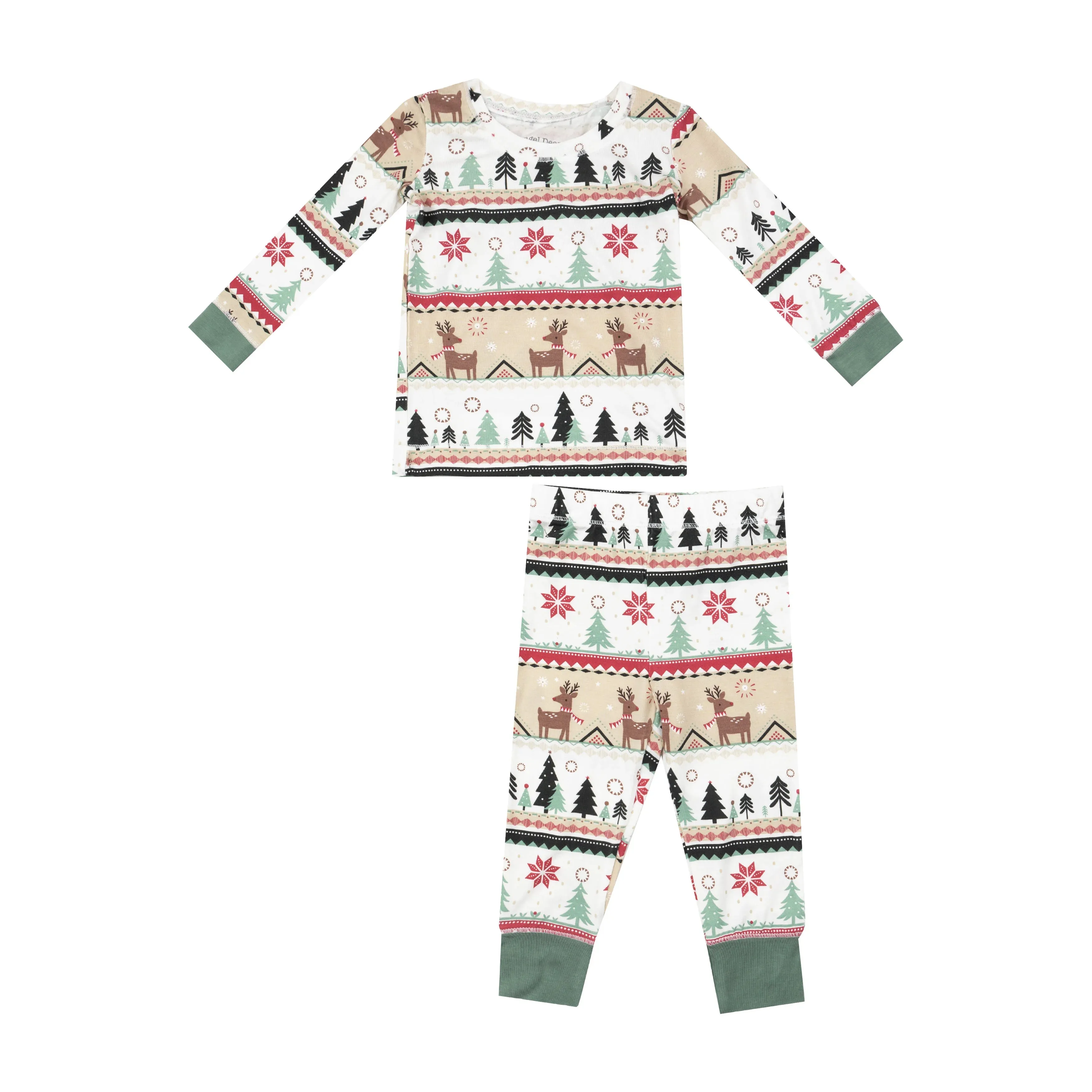 Multi Color Reindeer Fair Isle 2pc Loungewear Set