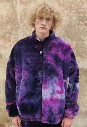 Reversible fleece jacket detachable handmade Tie-dye bomber