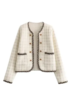 'Shae' Embellished Plaid Knitted Cardigan (2 Colors)