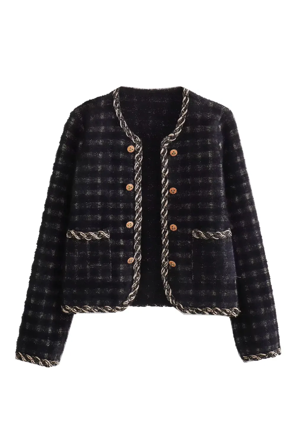 'Shae' Embellished Plaid Knitted Cardigan (2 Colors)