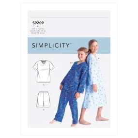 Simplicity Pattern 9209 Boys'/Girls' V-Neck Shirts, Gown, Shorts and Pants