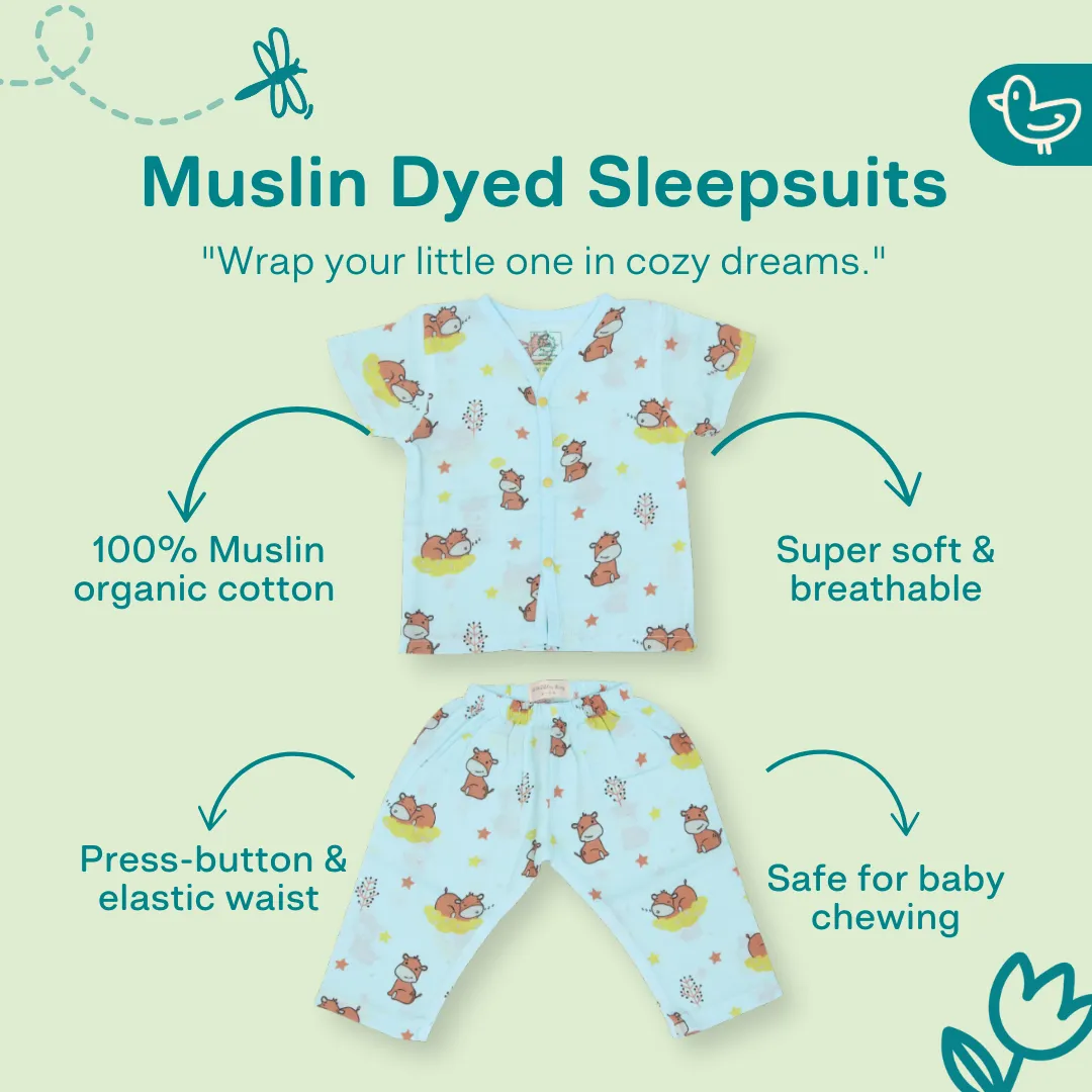 Sleepy Hippo - Muslin Sleep Suit for babies and kids (Unisex)