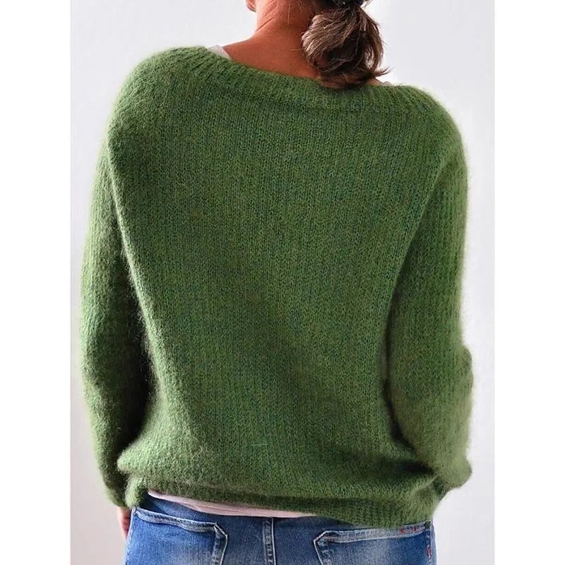 Solid Knitted Plus Size Pullovers Jumpers Sweaters