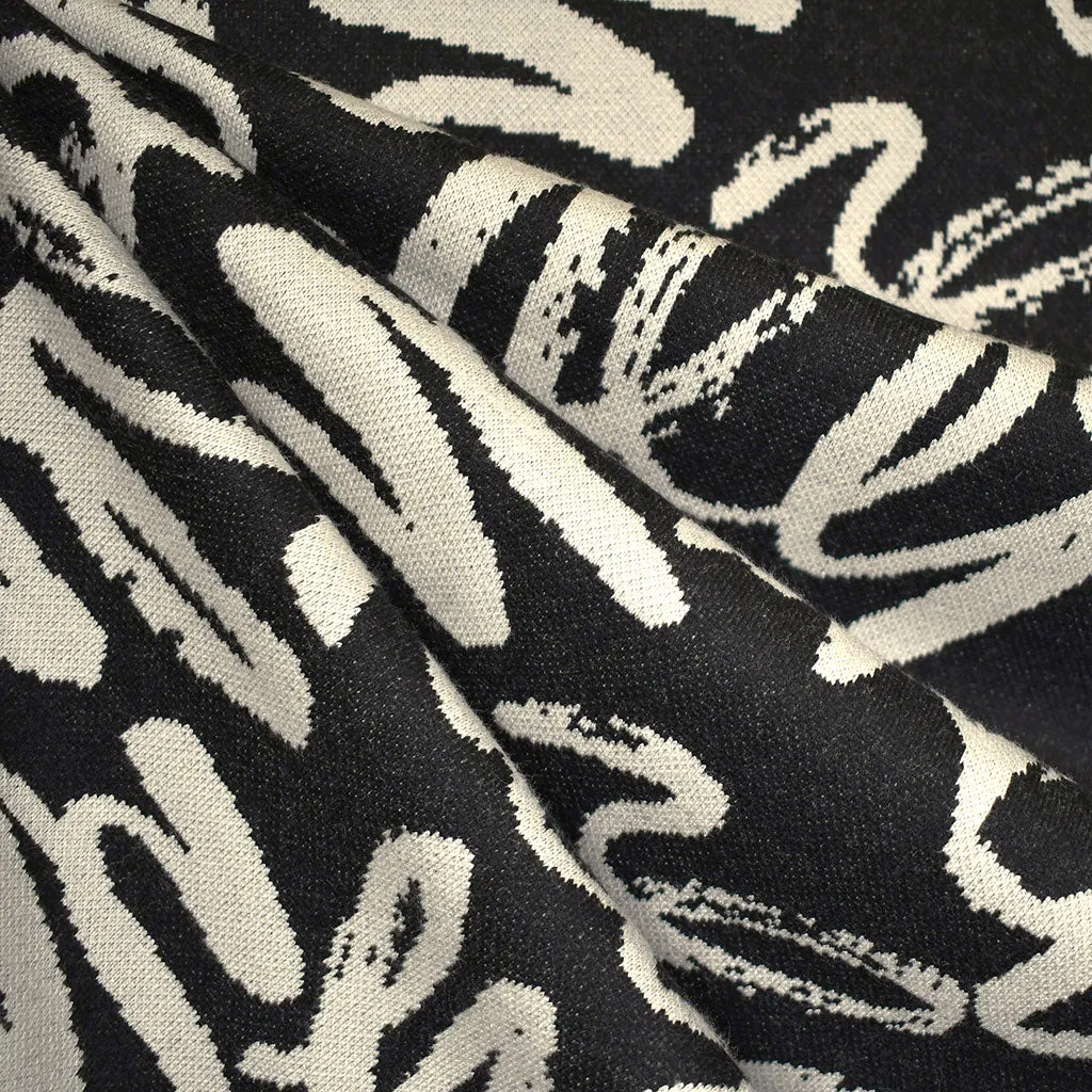 Squiggly Lines Plush Jacquard Double Knit Black/Cream