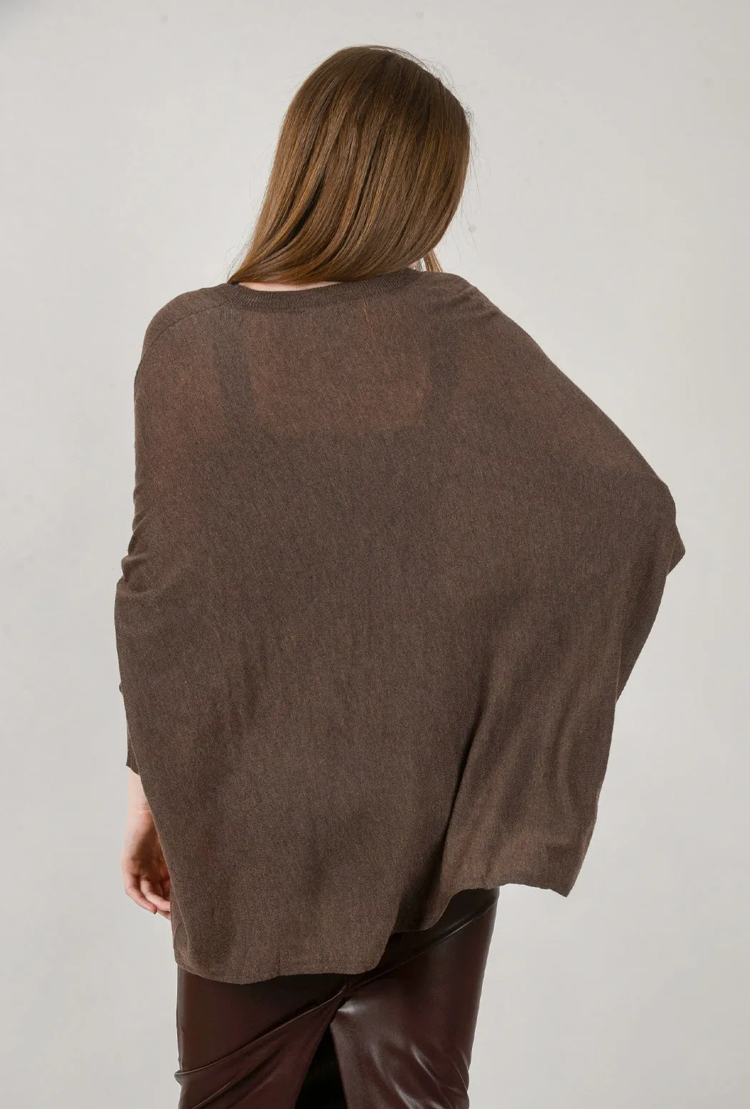 U-Neck Comfy Sweater, Umber Brown