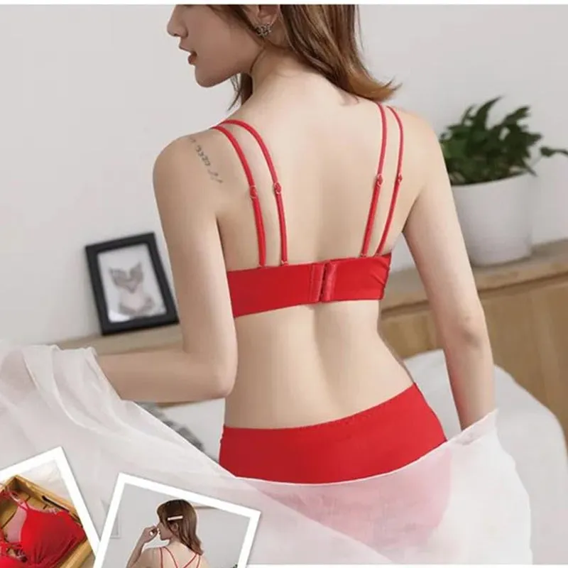 VenusFoxNew Sexy Bra Set Women's Push Up Red Black Underwear Panties Student Comfortable Breathable Bra Set Sexy Underwear For Women