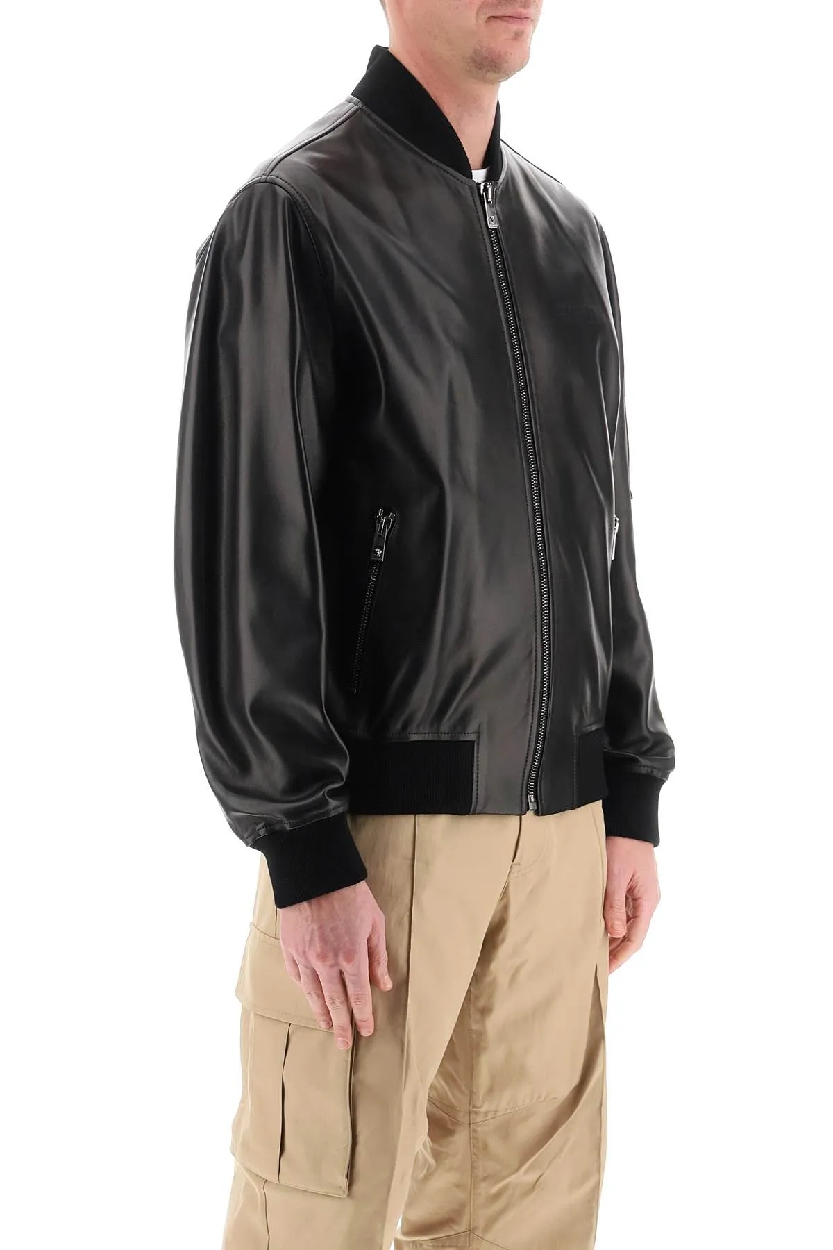 VERSACE leather bomber jacket