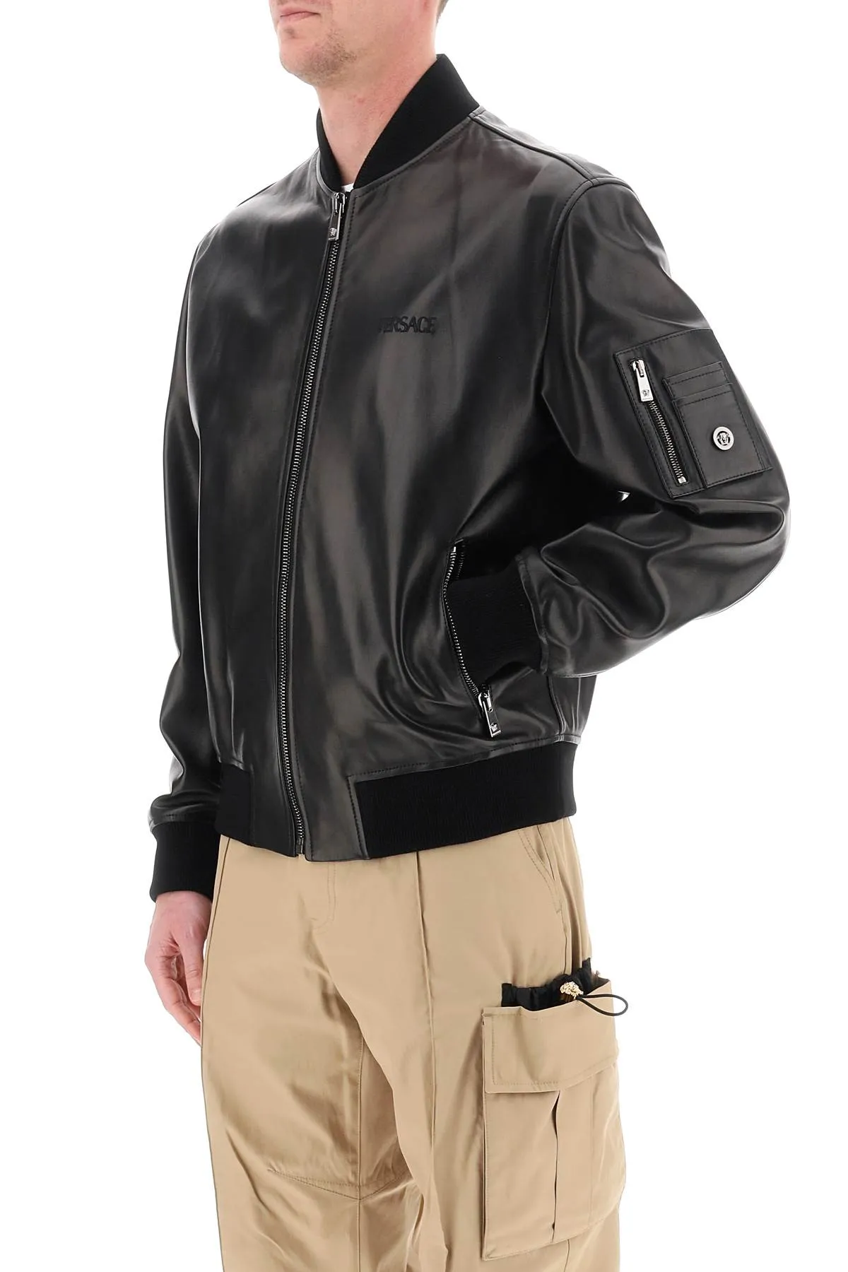 VERSACE leather bomber jacket