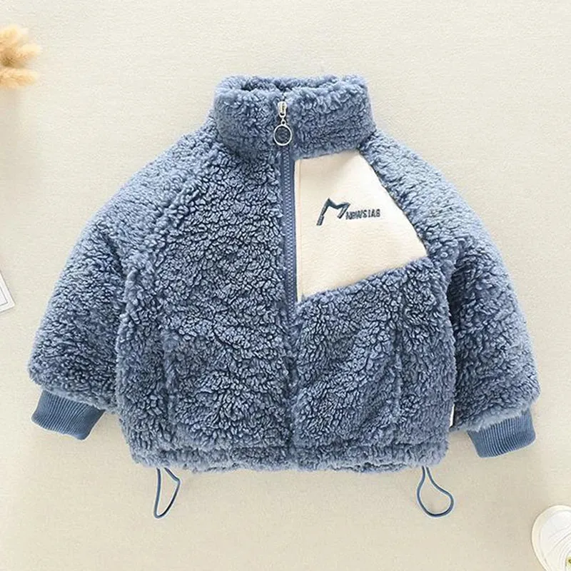 Winter Baby Kids Jacket For Boys Coats Lamb Wool Plus Velvet Thick Coats Christmas Costume For Toddler Children Outwear 1-8 Year