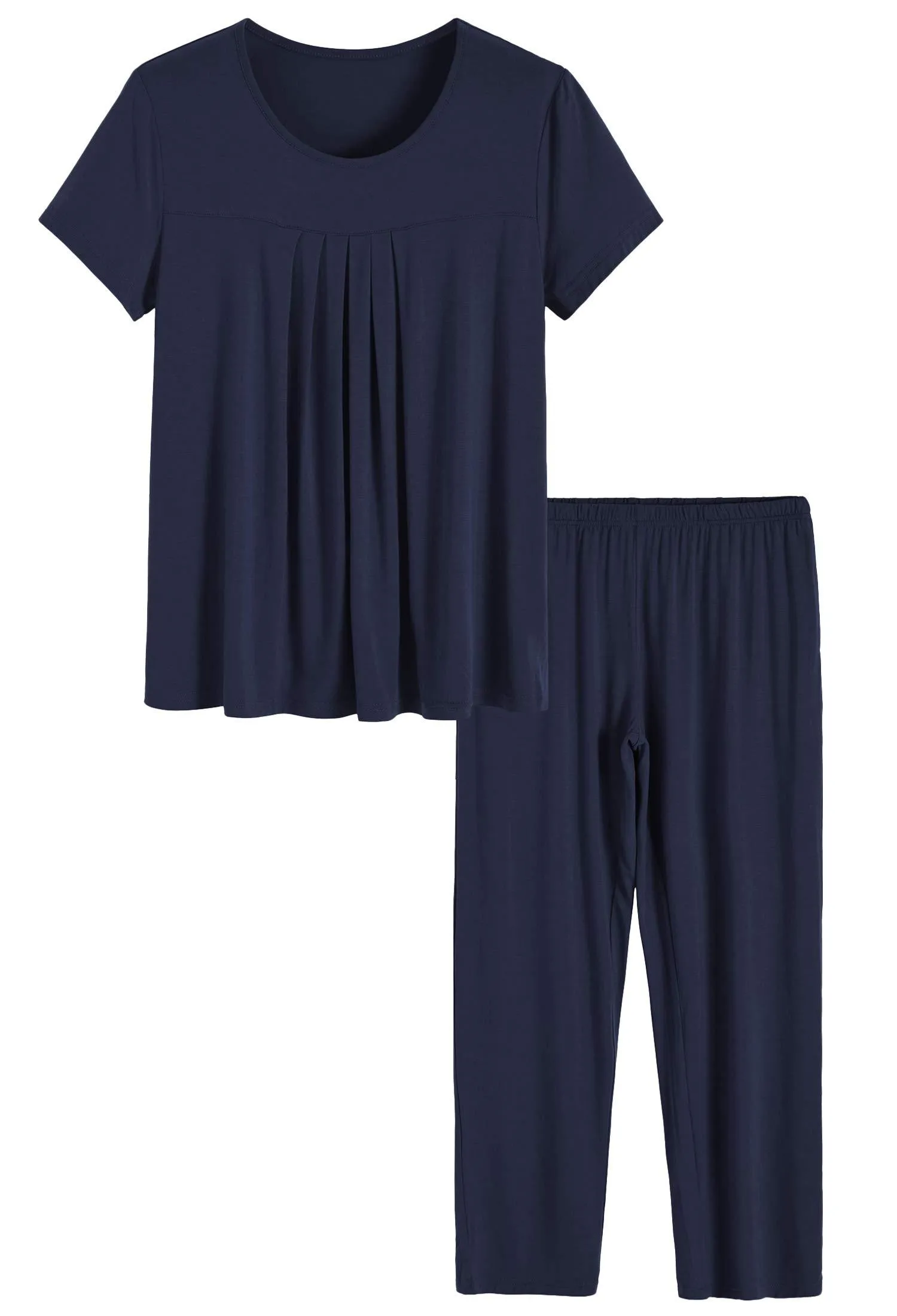 Women’s Bamboo Sleepwear Pleated Shirt Pants Pajamas Set